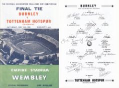 Football Autographed Tottenham / Burnley 1962 Fa Cup Final Programme, Superbly Signed In Black