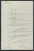 Actor Johnny Depp Signed and Inscribed Doodle Drawing on Le Meurice Hotel Headed Paper. Good