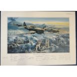 32 Signed Robert Bailey Colour Print Titled Breakthrough at Cassino 99/200 Group Edition Print.
