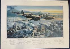 32 Signed Robert Bailey Colour Print Titled Breakthrough at Cassino 99/200 Group Edition Print.