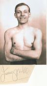 Jimmy Wilde (1892-1969) Boxing World Champion Signed Vintage Cut Page With Photo. Good condition.