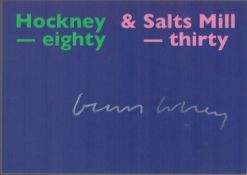 David Hockney, a signed (in silver ink) promotional card for the dual celebration of Hockney's