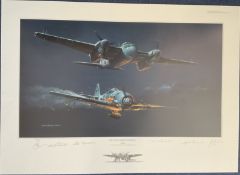 Moonlight Strike Colour Print by Robert Bailey Signed by 6. Limited Edition 99/300. Signatures