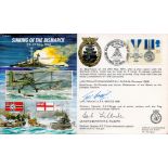 World War II Sinking of the Bismarck 23-27 May 1941 FDC signed by veterans of the raid Lieutenant