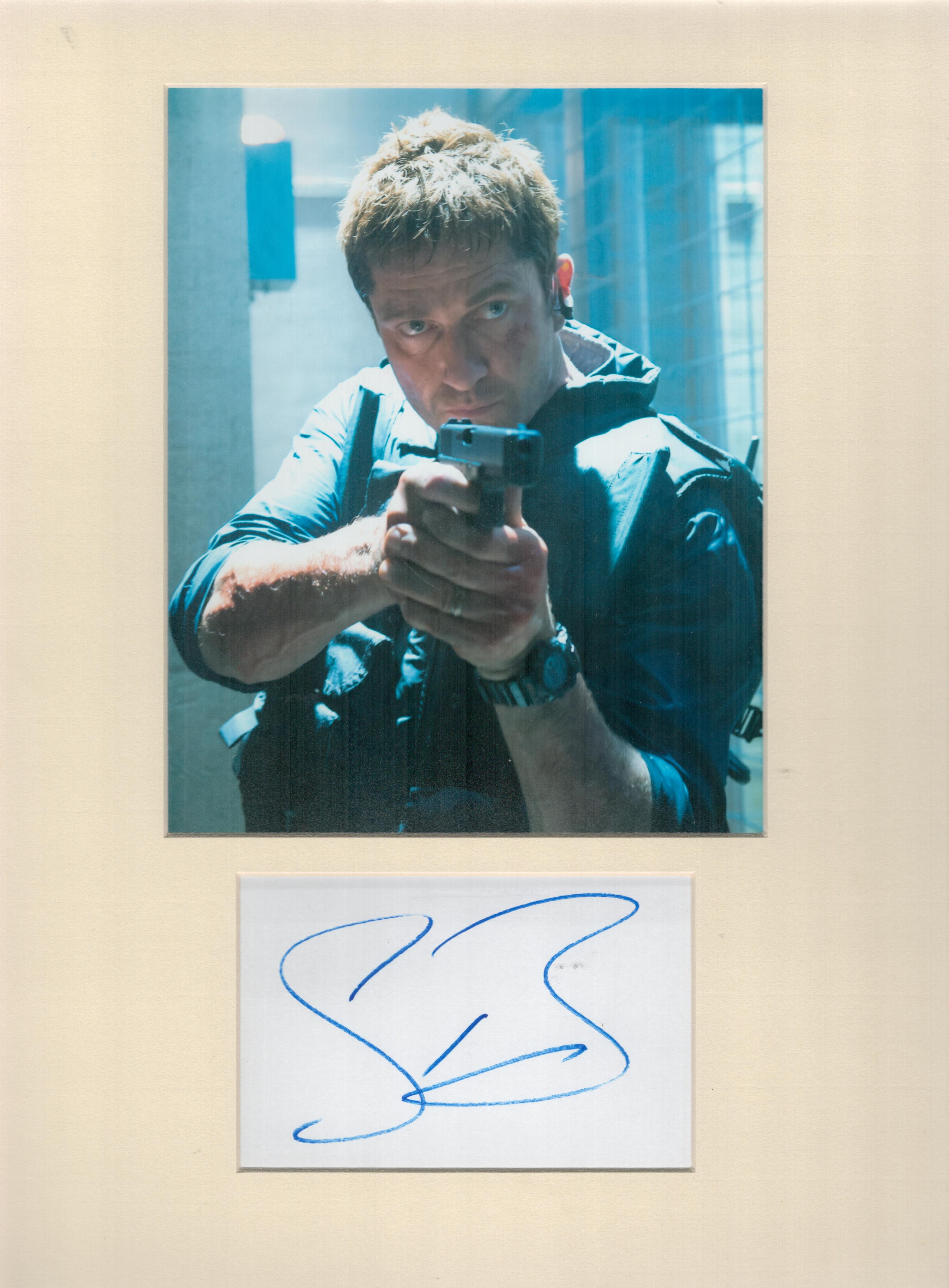 Gerard Butler autograph mounted display, photo included. 16 x 12 inches overall. Good condition. All