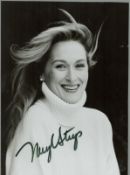 Meryl Streep signed 6x4 black and white photo. Good condition. All autographs come with a