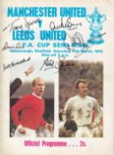 Football Autographed Man United 1970 Fa Cup Semi-Final V Leeds United At Hillsborough Official