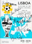 Lisbon Lions multisigned Celtic 1967 European Cup Final Reproduced Programme, V Inter Milan Played