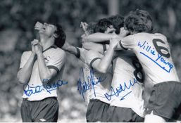 Football Autographed Arsenal 1979 12 X 8 Photo : B/W, Depicting Alan Sunderland Being Mobbed By