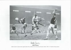 Cliff Jones signed 16x12 black and white print. Welsh wizard in typical action against West Ham at