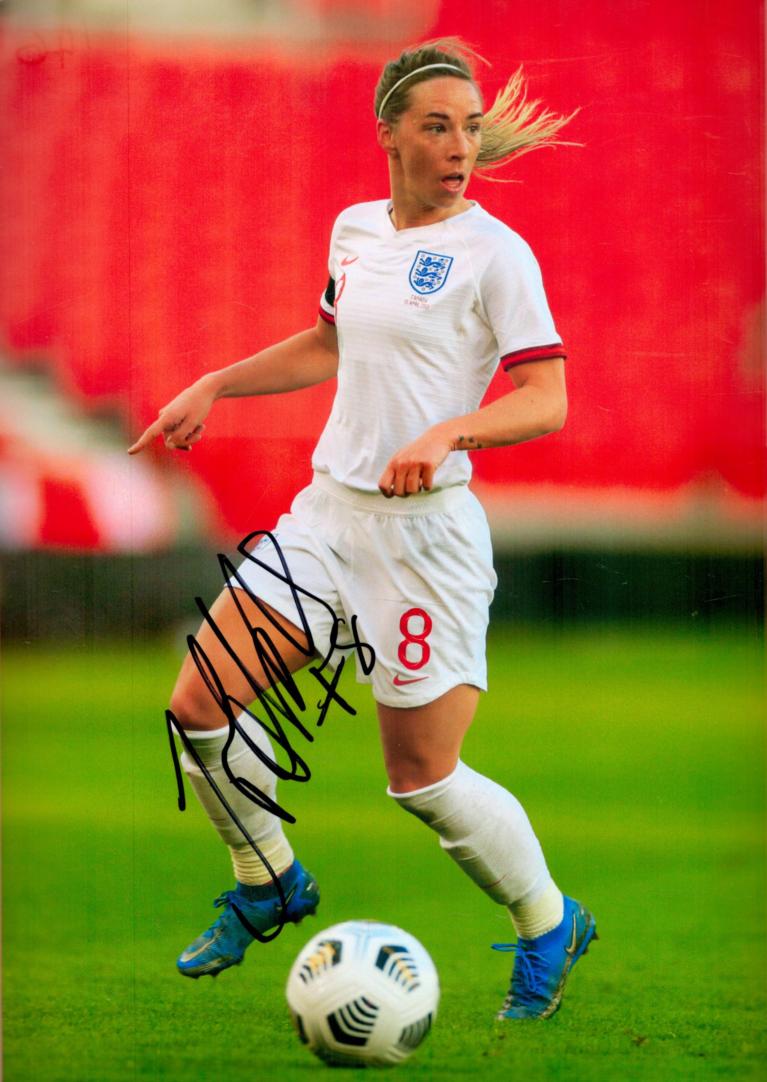 Football Jordan Nobbs signed England 12x8 colour photo. Good Condition. All autographs come with a