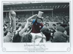 Football. Trevor Brooking Signed 16x12 colourised photo. Autographed editions, Limited edition.