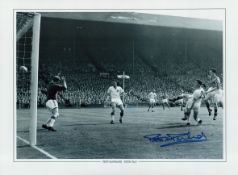 Football Peter McParland signed 16x12 Aston Villa black and white print. Good Condition. All