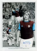 Football Alan Taylor signed 16x12 West Ham United 1975 FA Cup Final colourised montage print. Good