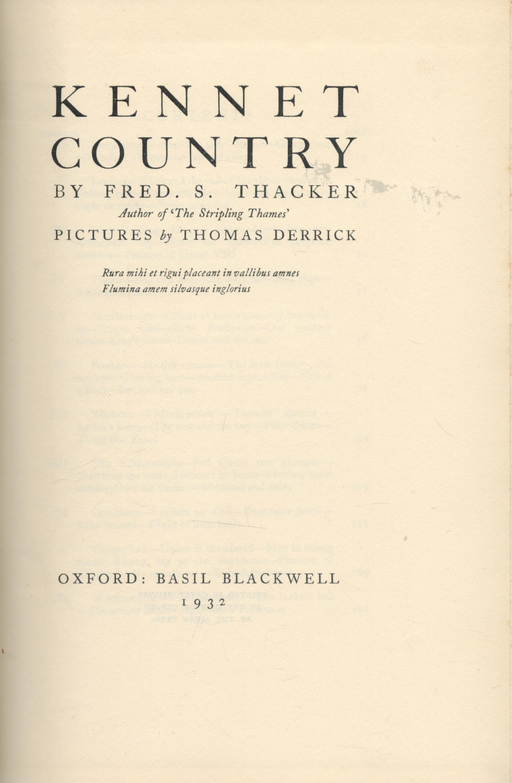 Kennet Country by Fred S Thacker 1932 First Edition Hardback Book with 387 pages published by - Image 2 of 2