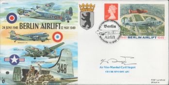 AFM Cyril Siegert Signed Berlin Airlift 24 June 1948- 12 MAY 1949 FCD. 2 British Stamps with 12