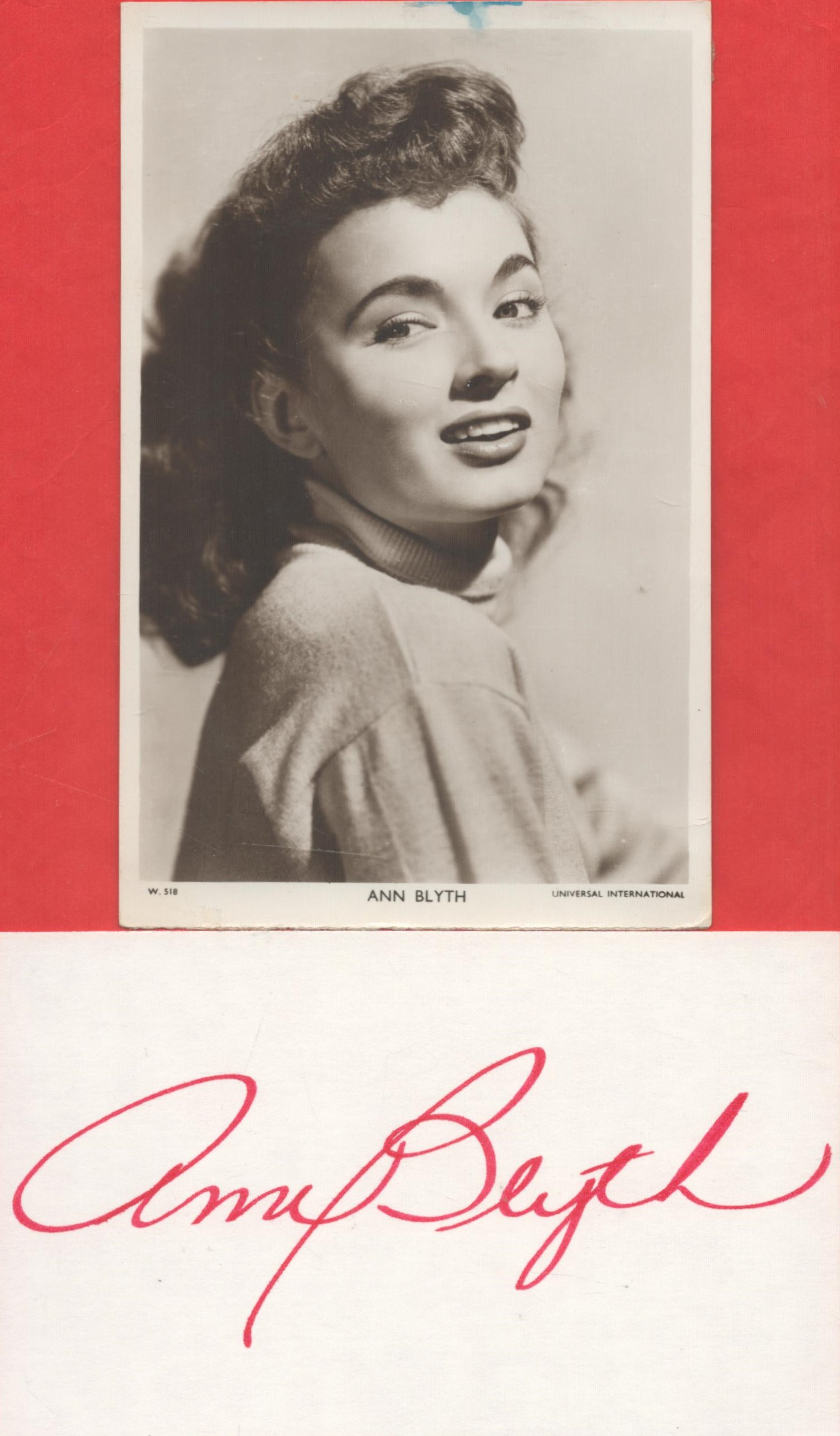 Ann Blyth signed album page and vintage 6x4 black and white photo. Good condition. All autographs