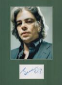 Benicio del Toro 16x12 overall mounted signature piece includes signed album page and colour