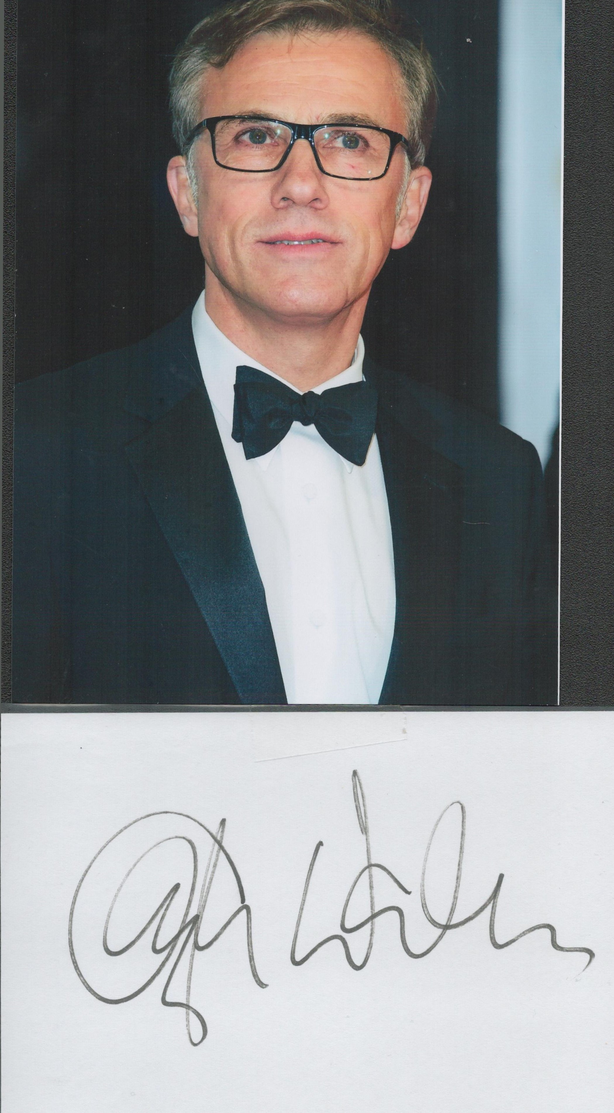 Austrian-German actor Christoph Waltz Signed White Signature Page with Colour Photo included. Good