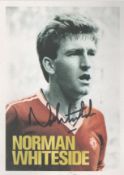 Norman Whiteside A 6"x4" promotional picture nicely signed in black sharpie pen by Manchester United