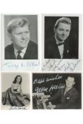 Micky Andrews, Jerry Allen, Terry Biddlecombe and June Birch signed 4x3 vintage black and white