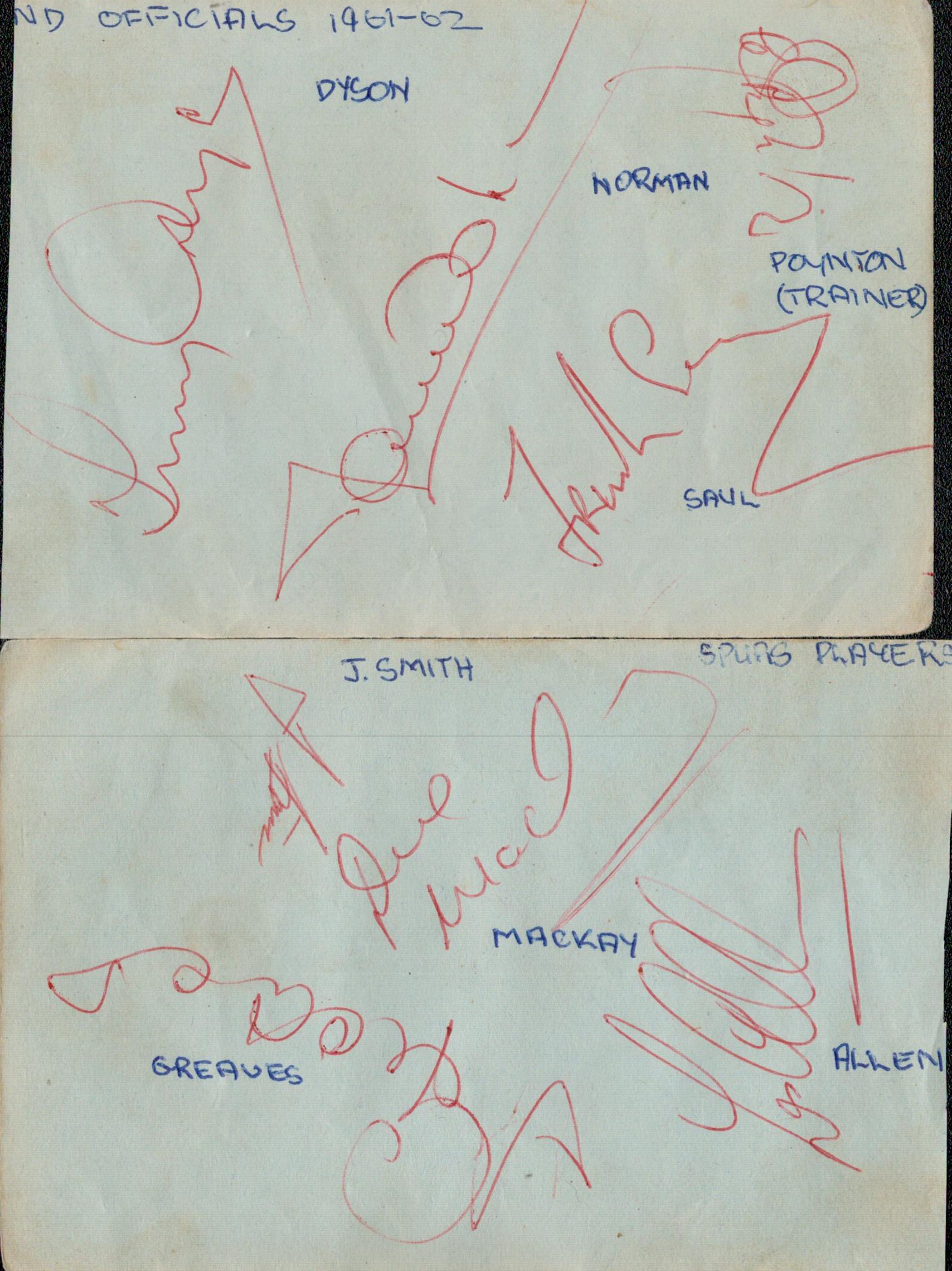 Tottenham Hotspur 1961-62 multi signed album pages includes 8 fantastic Spurs legends including