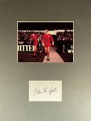 Football Ian St John Signed White Signature Card With Colour Photo, Mounted Professionally to an