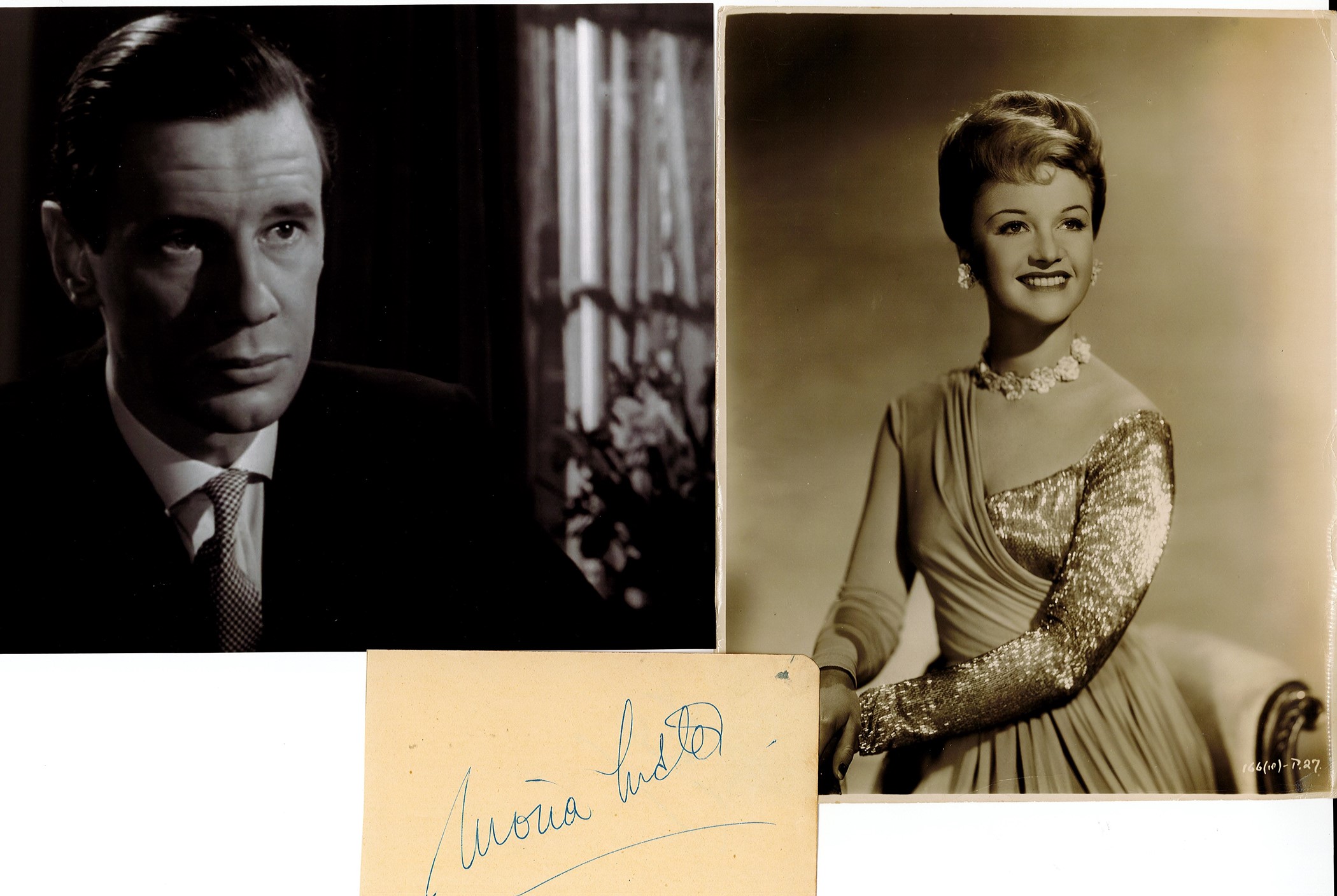Actors Moira Lister and James Donald Signed Autograph Album Page With 2 Photos of the Pair. Moira