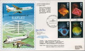 Eric N Cowley Signed 30th Anniversary of RAFLET FDC. Four British Stamps with Two 11 Apr 89