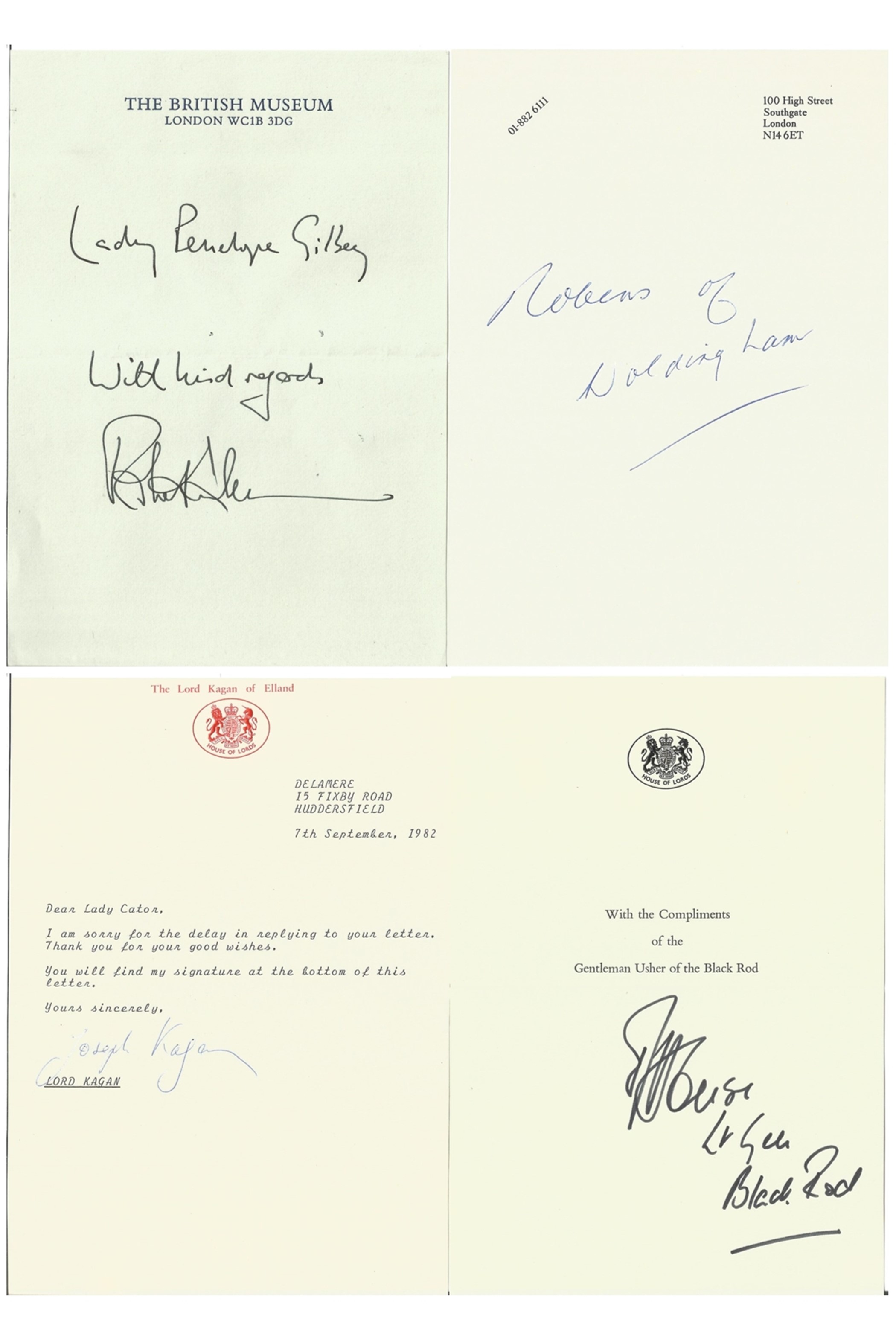 Political and military miscellaneous collection of signed compliments slips and letters. - Image 2 of 3