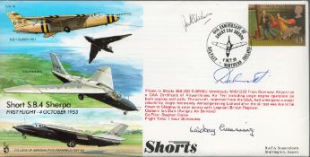Three Signed Short S. B. 4 Sherpa First Flight 4th October 1953 FDC. Signed by Jack Sherburn DFC,