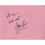 Scottish Actor John Fraser Signed 5x4 inch Pink Autograph Album Page. Signed in black ink,