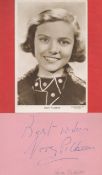 Nova Pilbeam signed 6x4 album page and vintage 6x4 sepia post card photo. Nova Margery Pilbeam (15