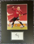 Donny Van De Beek Signed White Signature Piece with Colour Man Utd Photo, Mounted Professionally