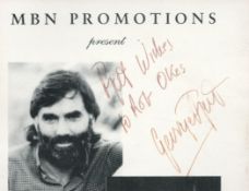 Football George Best Signed 5x4 inch MBN Promotions Half Card. Cut in Half. Dedicated. Signed in