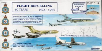 Rt Hon Malcolm Rifkind Signed Flight Refuelling 60 Years 1934-1994 FDC. Ascension Island Stamp. Good
