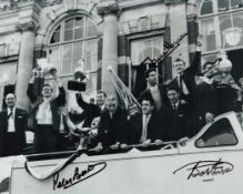 Football THFC Stars Bobby Smith, Peter Baker and Maurice Norman Signed 10x8 inch Black and White