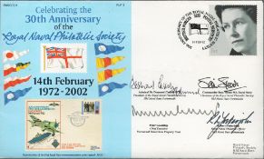 Four Signed Celebrating the 30th Anniversary of the Royal Navy Philatelic Society FDC. Signed by