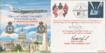 Air Cmdre Christopher Lumb and Keith W Meurlin Signed Last RAF VC10 Flight UK to Washington 28th
