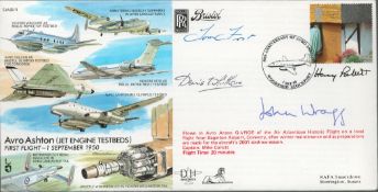 RAF Four Signed Avro Ashton (Jet Engine Testbeds) Flown First Day Cover. Signatures include John