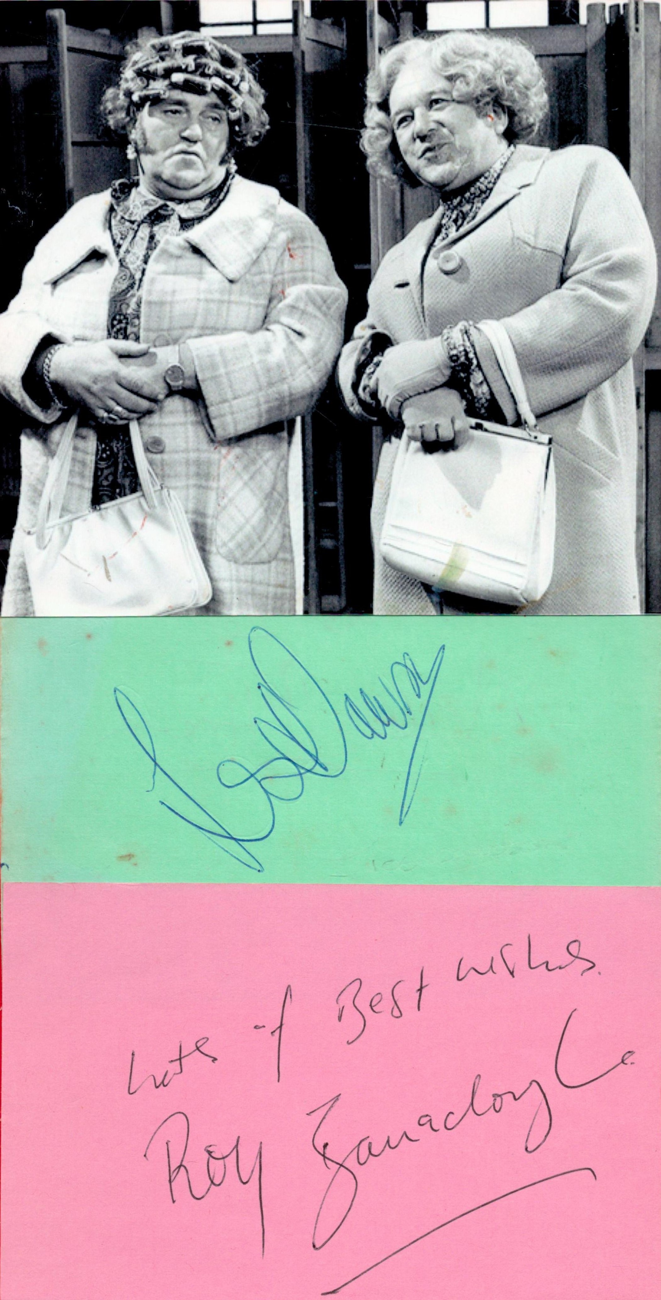 Les Dawson and Roy Barraclough Signed Separate Signature Pieces With Photo. Good condition. All