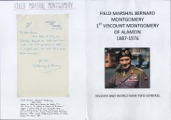 Field Marshall Bernard Montgomery 1st Viscount Montgomery of Alamein signed ALS dated 1-8-67 on