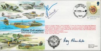 Three Signed Gloster G41 Meteor 1st Flight 5 March 1943 FDC. EJA (S)6. Signed by Sqn Ldr Jim