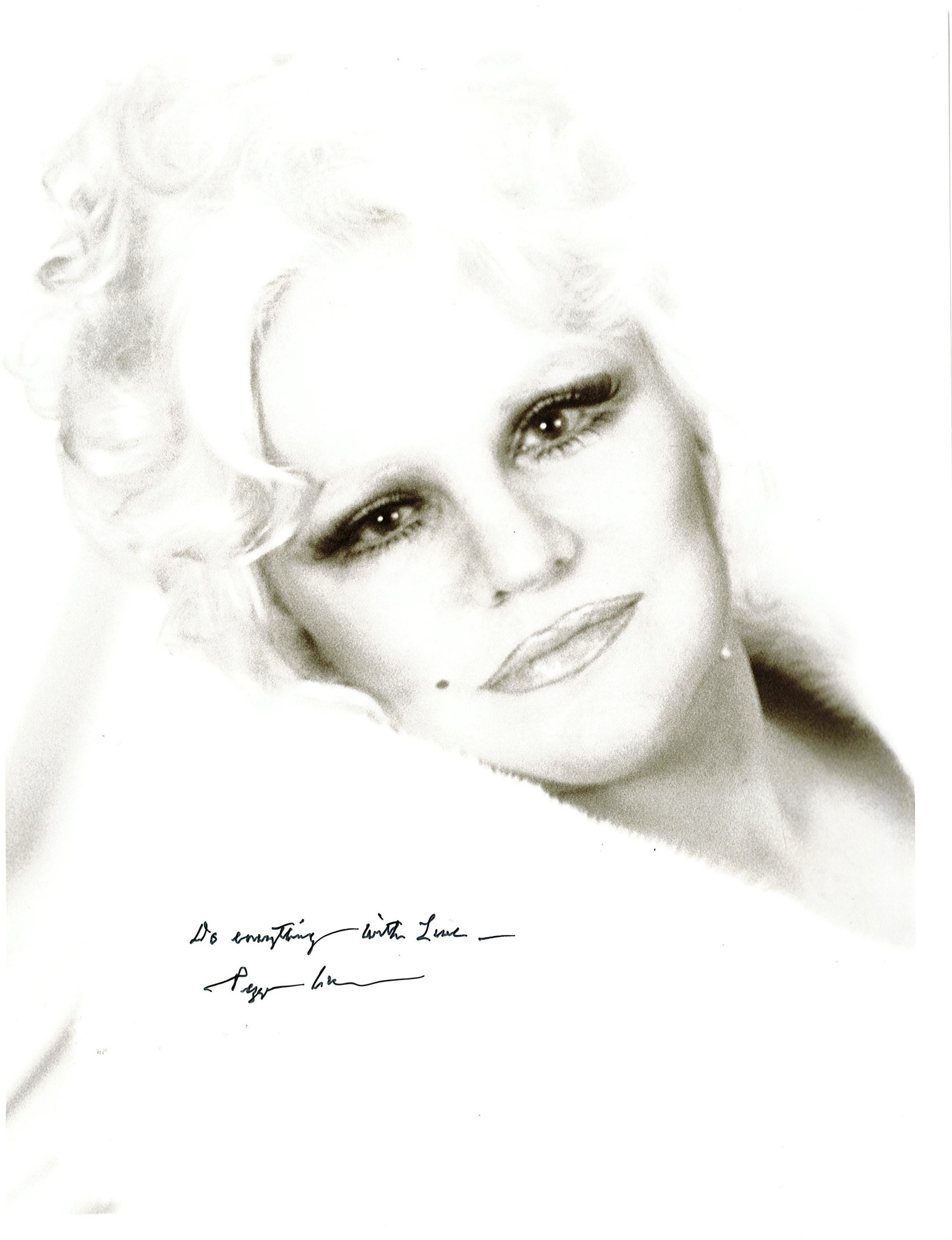 American jazz Singer Peggy Lee Signed 10x8 inch Black and White Photo. Signed in Green Ink. Good