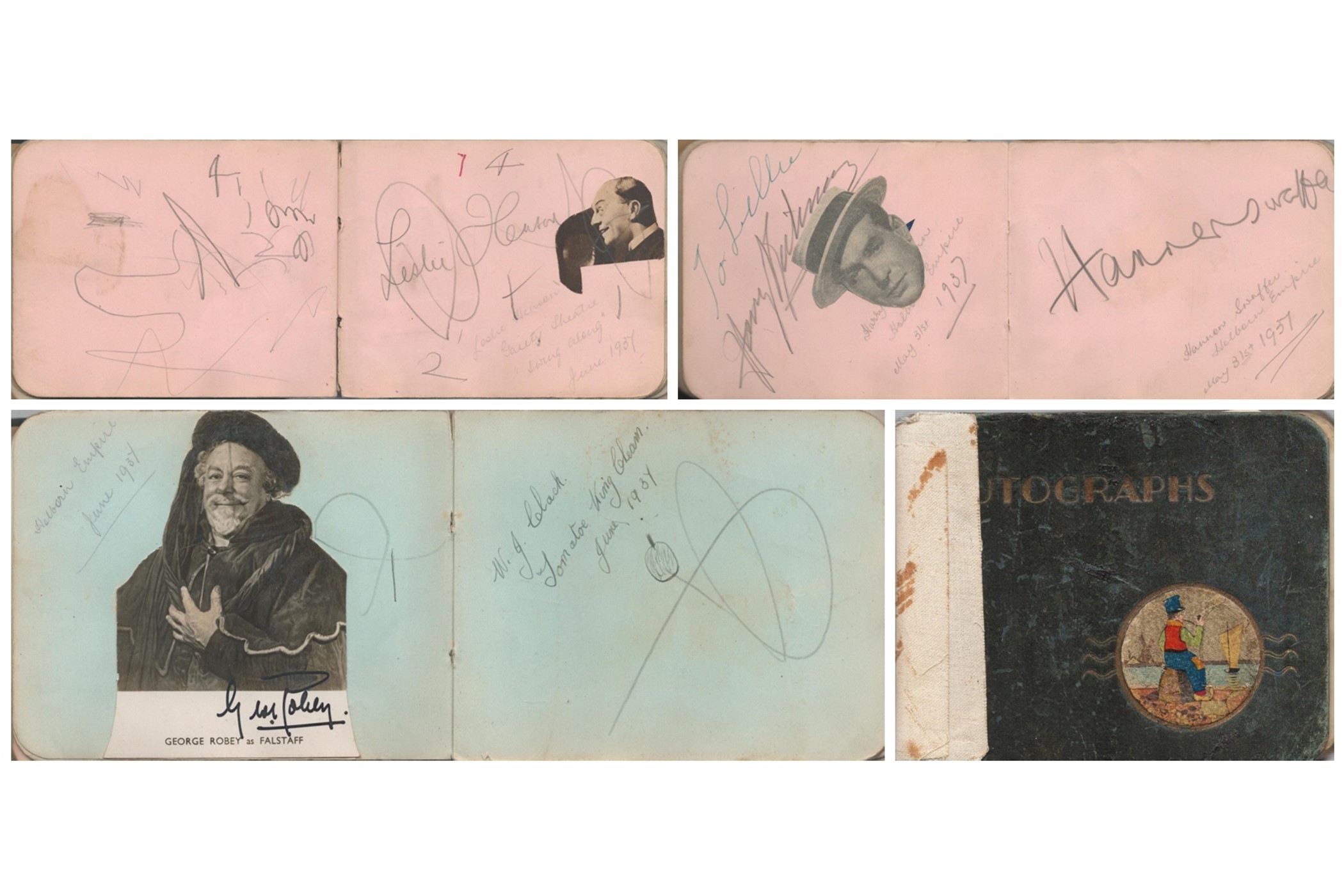 1930S Entertainment autograph book collection includes some great names of stage and screen such