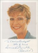Anne Kirkbride signed 6x4 colour photo dedicated to Claire and Bridget. Anne Kirkbride (21 June 1954