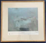 Sir Barnes Wallis Signed Frank Wootton Colour Print Titled Lancaster. Further Signed by the Artist