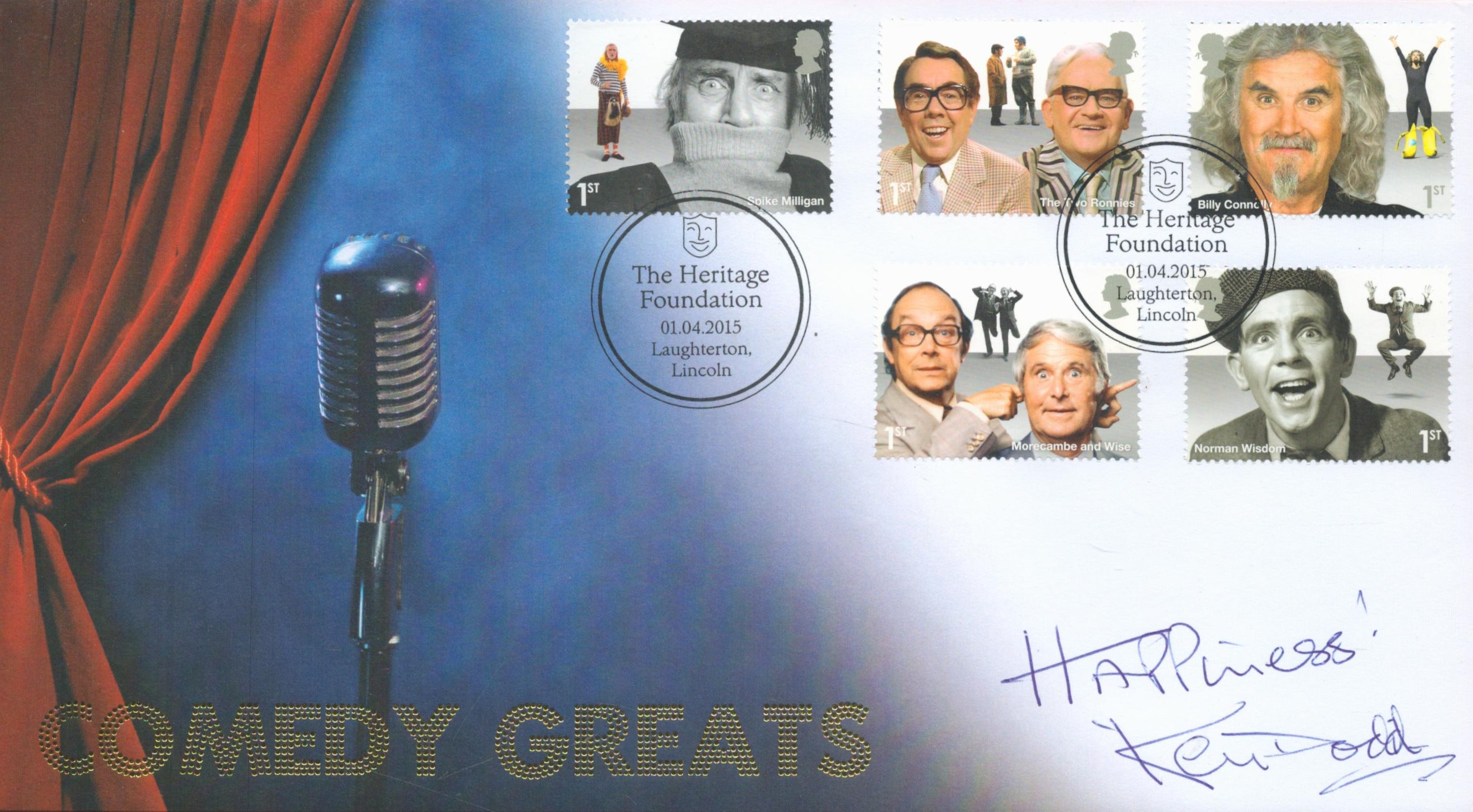 Comedy Ken Dodd signed 2015 Internetstamps Comedy Greats official FDC. Heritage Foundation special