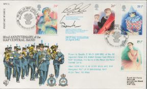 Grp Cptn D Goucher and Sqn Ldr Eric Banks signed 62nd Anniv of RAF Central Band FDC. Four British