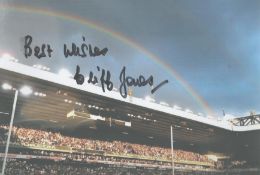 Spurs legend Cliff Jones Colour 6"x4" photograph of White Hart Lane underneath a Rainbow, nicely